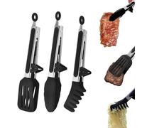 Pinzas Cocina 3 Piezas 27cm Pinzas de Cocina Silicona de Acero Inoxidable Sin BPA Pinzas Ensalada Acero Inoxidable Resistente Calor, Pinzas Freidora de Aire para Pasta Buffet Ensalada Barbacoa