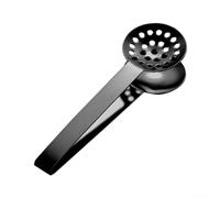 Pinzas compactas de acero inoxidable para colar té, filtrado de sopa y tareas de cocina multiusos, 4,7 x 15,5 cm (negro)