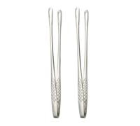 Pinzas coreanas de acero inoxidable para barbacoa, pinzas de cocina multiusos con cabeza perforada y agarre ergonómico, pinzas de metal extralargas para carne, carne, ensalada y bufé (2 piezas