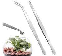 Pinzas curvadas largas de 25 cm, acero inoxidable, antideslizantes, largas, rectas, 2 unidades, en ángulo para mascotas acuáticas, corales, manualidades, reparación de brotes de plantas