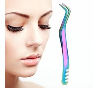 Pinzas curvadas para pestañas | Pinzas de extensión de pestañas de acero inoxidable, pinzas para rizos de pestañas con peine, herramientas de extensión de pestañas para mujeres y niñas Decorhome