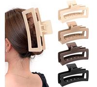 Pinzas de 5 pulgadas extra grandes para cabello grueso y largo, paquete de 4 pinzas de garra jumbo XL, pinzas rectangulares antideslizantes mate de gran tamaño para mujer, clip de mandíbula de
