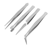 Pinzas de acero inoxidable de 4 piezas, pinzas flexibles para máquina de coser, para reparación de manualidades, multiusos, con punta curva dentada para manualidades y fabricación