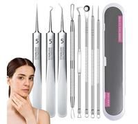 Pinzas De Acero Inoxidable - Extractor De Precisión Curva, Juego De Herramientas De Piimple | Kit De Eliminación De Blackhead, Pinzas De Extracción De Comedones, Limpiador De Imperfecciones De