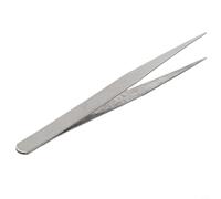 Pinzas de acero inoxidable hechas a mano de 125 mm con punta recta y codo en ángulo para trabajos de reparación de relojes finos y manejo de componentes (cabeza recta de 12,5 cm)