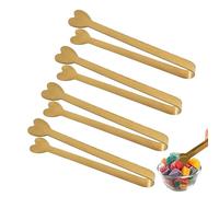 Pinzas de acero inoxidable - Juego de 4 mini agarradores de alimentos de metal en forma de corazón con agarre de precisión antideslizante | para cubos de azúcar, caramelos, rodajas de limón, gelatina