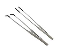 Pinzas de acero inoxidable para acuario, pinzas con puntas de goma, mango largo, alicates de alimentación para plantas acuáticas de tanque de peces, 2 unidades, 10,6 pulgadas, plata