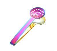 Pinzas de acero inoxidable para alimentos con colador de malla, clip de cocina resistente al óxido para ensalada de sopa de té, utensilio de cocina compacto para acampar (multicolor)