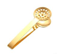 Pinzas de acero inoxidable para alimentos con colador de malla, clip de cocina resistente al óxido para ensalada de sopa de té, utensilio de cocina compacto para acampar (dorado)