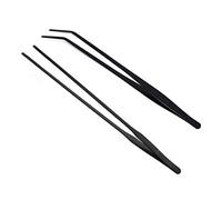 Pinzas de acuario de 15 pulgadas, pinzas curvas de acero inoxidable, con revestimiento anticarbonización y carbonización, antioxidantes y reptiles largos, arañas, serpientes y lagartijas (2 piezas)