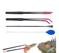 Pinzas de alimentación para reptiles | Pinzas de alimentación para serpientes - Pinzas ergonómicas con mango largo y punta de goma como accesorio de terrario para lagartos, tortugas, arañas, geckos