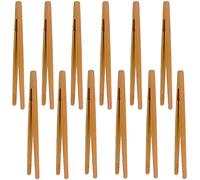 Pinzas de Bambú，12 piezas Pinzas de cocina Pinza de tostadas Cocina pinzas bambú Pinzas para tocino，para Cocina,Pan,Té de Frutas y Pepinillos
