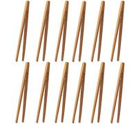 Pinzas de bambú, 12 pinzas de cocina de bambú, pinzas para pan de madera, pinzas para tostadas, para hornear, pan, té de frutas y cornisas, reutilizables