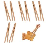 Pinzas de bambú 18 cm - Juego de 8 pinzas de cocina pequeñas de madera con diseño antideslizante, ideales para servir alimentos, tostadora, pan, barbacoa y más
