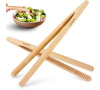 Pinzas de Bambú Clásicas para Tostadora 22 cm, Pack de 2 - Madera Natural para Tostadora, Horno, Air Fryer, Encurtidos y Aperitivos - by laboos