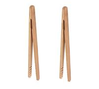 Pinzas de bambú para tostadas, mini pinzas de cocina de madera de 7 pulgadas con diseño antideslizante, ideales para servir alimentos/tostadoras/pan y encurtidos/azúcar/barbacoa, pequeñas pinzas de
