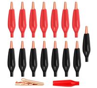 Pinzas de cobre de cocodrilo de 45 mm, 8 negras, 8 terminales de prueba eléctricas con aislamiento de protección Copper Alligator Electric Clips ® Lewttyer