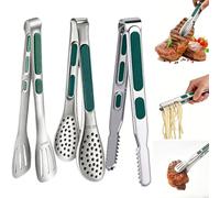 Pinzas de cocina, 3 pinzas de acero inoxidable de 9 pulgadas, pinzas de cocina, pinzas para espaguetis, pinzas para barbacoa con mango de silicona resistente al calor para servir alimentos, cocinar