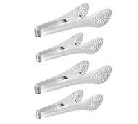 Pinzas de Cocina 4 Piezas de Acero Inoxidable | Acabado Plata Pulido Espejo, Mango Largo Hueco Bordes Redondeados, Uso en Grill y Bar