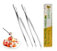 Pinzas de Cocina Acero Inoxidable Juego de 2 Unidades(2x30.5cm): GEEKHOM Largas y Finas - Para Cocinar, Asar, Hornear, Freír, Barbacoa, Ensaladas y Postres - Profesionales para Chef y Hogar
