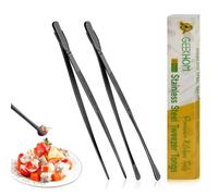 Pinzas de Cocina Acero Inoxidable Juego de 2 Unidades(2x30.5cm): GEEKHOM Largas y Finas - Para Cocinar, Asar, Hornear, Freír, Barbacoa, Ensaladas y Postres - Profesionales para Chef y Hogar