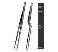 Pinzas de cocina de 30 cm y pinzas, puntas dentadas de precisión, herramientas de cocina profesionales de acero inoxidable para barbacoa, servicio y preparación de platos.