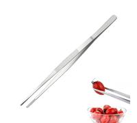 Pinzas De Cocina De Acero Inoxidable - Pinzas Para Alimentos Con Mango Largo De 12", Herramienta De Enchapado De Precisión Para Chefs, Clip De Punta Dentada Antideslizante | Accesorio De Cocina Versát