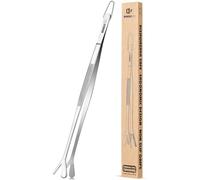 Pinzas de Cocina de Doble Punta, Pinzas de Cocina Profesionales de Acero Inoxidable 2 en 1 de Doble Punta para Cocinar, Reparar, Mariscos, Barbacoas, Decorar, Alimentar Mascotas (30.5 CM, PLATA)