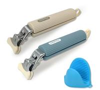 Pinzas de Cocina de Silicona YYMT, 2 Piezas, Resistentes a Altas Temperaturas, para Freidora de Aire, Horno Microondas, Bandeja Caliente, Azul Beige, 21 cm x 4 cm