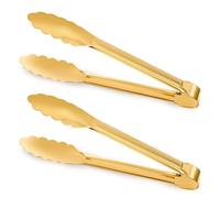 Pinzas de cocina doradas, 2 unidades, 9,5 pulgadas, antideslizantes, aptas para lavavajillas, pequeñas pinzas de carne para barbacoa, cocina, barra de caramelo, boda, bar, bufé