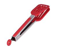 Pinzas de cocina, pinzas de acero inoxidable con cabeza de silicona, pinza de espátula de ensalada de pasta de carne de barbacoa de 9 12 pulgadas para cocinar a la parrilla(12 pulgadas rojo)