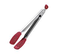 Pinzas de cocina, Pinzas De Cocina Acero Inoxidable Con Puntas Silicona Bloqueo Rojo, Negro(Rosso)