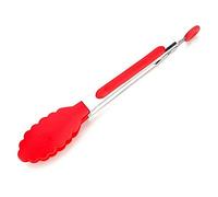 Pinzas de cocina, Pinzas for alimentos con cerradura de acero inoxidable puntas silicona multicolores for barbacoa(Rosso)