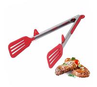 Pinzas de Cocina, Pinzas para Servir de Silicona de Acero Inoxidable de 9 Pulgadas/12 Pulgadas, Pinzas para Espátula para Alimentos, Pinzas para Cocinar, Espátula Antiadherente (Rojo, 12inch-1 Pcs)