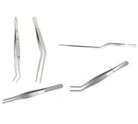 Pinzas de cocina profesionales 5 piezas de acero inoxidable 16 cm, pinzas largas de precisión para cocinar, hornear, decoración de alimentos, mariscos y uso doméstico