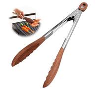 Pinzas de Cocina Profesionales en Acero Inoxidable y Madera de Olivo, Pinzas Multifuncionales de 30 cm para Cocinar, Servir y Asar, Antibacterianas, Resistentes al Calor y Fáciles de Limpiar