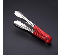 Pinzas de cocina SENRISE pinzas de acero inoxidable resistentes al calor, pinzas de bloqueo para cocinar alimentos servir ensalada parrilla de barbacoa, 1 paquete (9 pulgadas, suave, rojo)