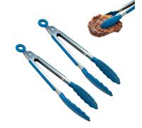 Pinzas de Cocina | Tenazas de Acero Inoxidable Antiadherentes de 18 cm 2 Piezas Anticalóricas | Pinzas para Parrilla - para Barbacoa al Aire Libre, Ensaladas Maíz Filetes