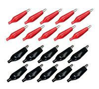 Pinzas de cocodrilo aisladas (10 pares, acero, enchapado en niquel), color rojo y negro