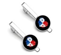 Pinzas de corbata con forma de corazón y la bandera de Panamá para hombre, clásicas barras de corbata, alfileres de corbata para bodas y negocios.