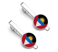 Pinzas De Corbata De Metal Con La Bandera Nacional De Antigua Y Barbuda Para Hombre Con Cierre De Pinza Para Negocios Fiestas Bodas Aniversarios Y Navidad