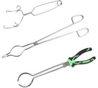 Pinzas De Crisol Juego de cuenco y taza de cerámica for derretir pequeños recipientes for derretir oro, plata y cobre con mango de pinzas for látigo Para Crisol(3pcs Clip)