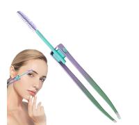 Pinzas de depilación 2 en 1 de acero inoxidable para cejas con cepillo, depilación encarnada, cepillo doble para párpados, aplicador de pestañas postizas para belleza facial