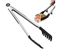 Pinzas de espagueti para servir, pinzas de silicona para servir espaguetis, clip antiadherente de 12 pulgadas, resistente al calor, con soporte para barbacoa, camping, restaurante, bufé, parrilla