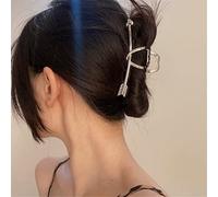 pinzas de garra,garra de pelo,pinza de tiburón, Una flecha de Corea a través del corazón Flecha Amor Clip de metal simple Garra Clip Tiburón Clip Horquilla 01 oro brillante (Color : 02 bright silver