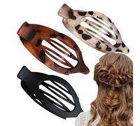 Pinzas De Garra Planas Para Mujer - 3 Unidades Pinzas Pico de Pato Planas - Broches Con Agarre Antideslizante Estilo Francés Para Cabello Rizado, Colas, Extensiones, Fiesta, Gimnasio, Citas Y Playa