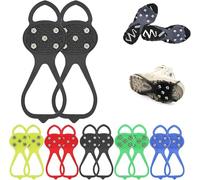 Pinzas de hielo para botas y zapatos, crampones, tacos de nieve antideslizantes con picos de acero resistente, tracción para invierno, caminar, senderismo, escalada al aire libre (negro, adultos)
