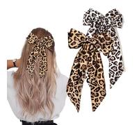 Pinzas de lazo para el pelo con estampado de leopardo, 2 unidades, cinta hecha a mano de satén de gran tamaño, pasadores de metal, cintas para cola de caballo, accesorios de mariposa para mujeres y