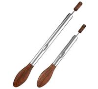 Pinzas de madera, 2 pinzas de madera de 9 y 12 pulgadas, cocina reforzada para cocinar con mango de acero inoxidable y orificio para colgar, grado alimenticio para servir, asar, lanzar, cocinar