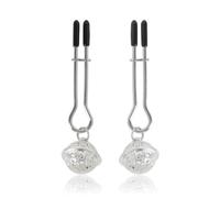 Pinzas de metal for pezones, 2 piezas, estimulador, ataduras, coqueteo, burlas, juguete sexual for mujeres, esclava, juego de pareja, pinzas for clítoris y pechos femeninos(Silver 2)